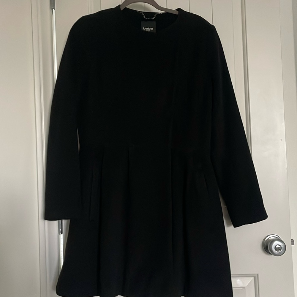 Bebe black coat, size large